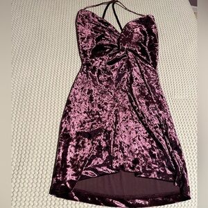 Zara Velvet Mini Dress in Deep Purple